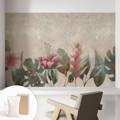 Papier peint intissé à motifs décoratifs pour salon chambre et bureau Décoration murale élégante avec colle Flore subtile 104x70 cm (1/5)