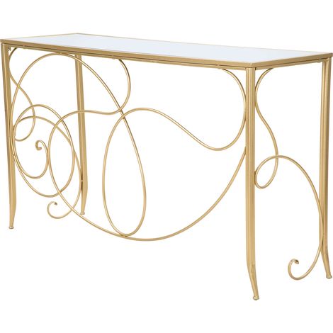 Konsole Dilija, ein Regal, Struktur aus Glas, Regal transparent, 140x40x80h cm, gold