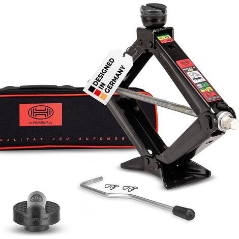 HEYNER® Wagenheber Scherenwagenheber 2t Tragkraft, Set Gummiauflage für Audi, 360° drehbar, TÜV Rheinland zertifiziert, GS geprüft, Hubhöhe 110–452 mm, inkl. Tasche