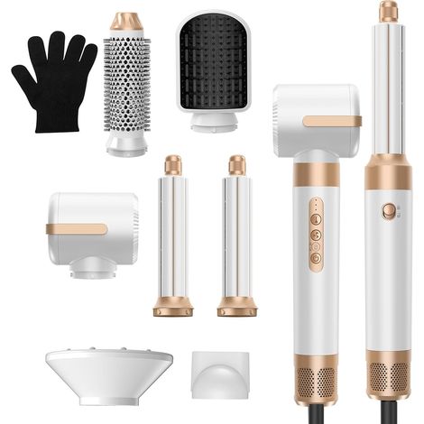 Sèche Cheveux 7 en 1, Seche Cheveux Diffuseur Boucle 1400w Fer à Boucler à Air de 30 mm,Pour Lisser, Boucler les Cheveux,3 Températures (1/5)
