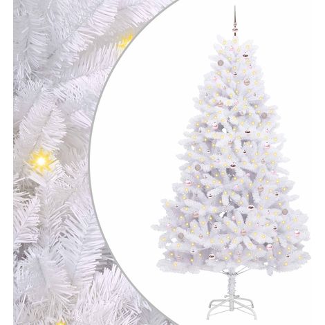 Albero di Natale Albero natalizio Albero festivo Artificiale con Rami Pieghevoli Bianco 270 cm (1/5)