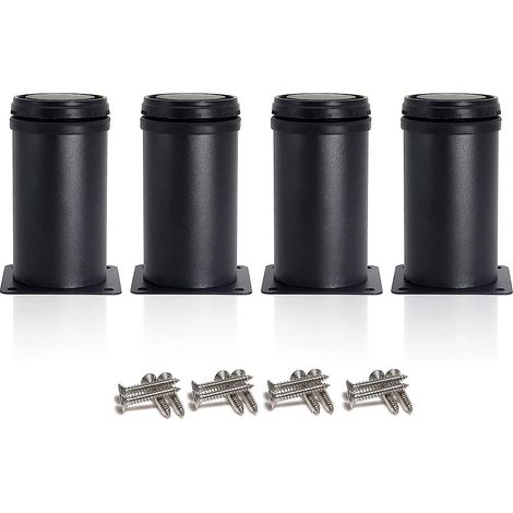 Verstellbare schwarze Möbelfüße, Füße aus Edelstahl – Höhe 80 mm, verstellbar von 0 bis 15 mm (1/5)