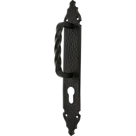 Poignée de tirage sur plaque 105  280 x 45 mm  Plaque d'acier, Doorhandle zamak  Noir (1/5)
