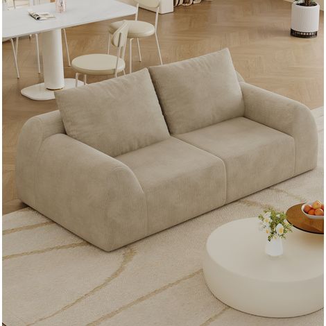 Divano 2 posti 190 cm in ciniglia, senza montaggio, imbottitura in schiuma, kaki OKMYHOME (1/5)