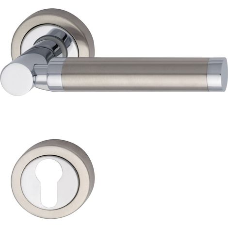 Poignée avec rosace PZ Cylindre profilé en zamak Chromé/Inox, 1510.16 a.219.m (1/2)