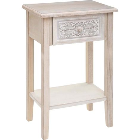 Table de chevet / Table de nuit coloris blanc - Longueur 45 x Profondeur 30 x Hauteur 67,5 cm -PEGANE-