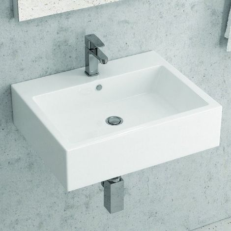 Lavandino piccolo bagno 46.5 cm in ceramica lucida Litos-246 kamalu
