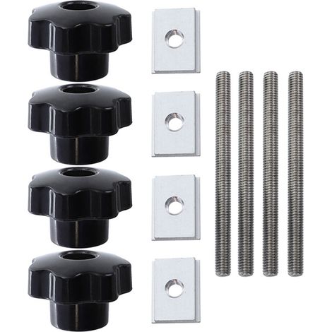 Accessoires spéciaux pour glissière à rainure en T pour le travail du bois (4 poignées + 4 tiges de vis + 4 petits curseurs M8) (1/5)