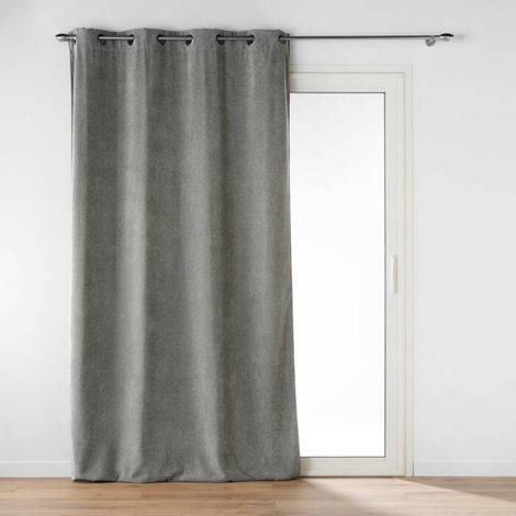 Rideau tamisant en velours uni Gris 135x260 cm (1/5)