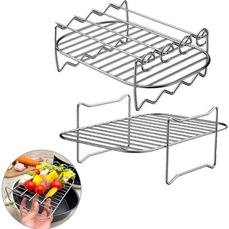 Grille pour friteuse à air chaud (lot de 2) Accessoires pour friteuse à air chaud Accessoires pour friteuse à air chaud avec double panier Grille haute température Grille multifonctionnelle Friteuse à (1/5)