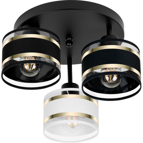 Plafoniera nera con paralumi, in metallo industriale, 3xE27, illuminazione LED moderna per soggiorno, cucina, camera da letto, cameretta dei bambini, loft (1/5)