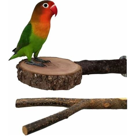 2 PCS perchoirs en Bois Naturel pour Perroquet, perchoirs interactifs pour Cage à Oiseaux, Jouets pour Oiseaux pour Perroquet, Perruche, Parakeet (1/5)