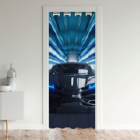 Race Voitures Rideau de Porte 86x203cm Speed Sports Voitures Rideaux Interieur Salon Chambre Rideaux Exterieur d'entrée Extreme Sports Cool Automobile Bleu Décor Rideau Occultant - 86L X 203H cm (1 Pa (1/5)