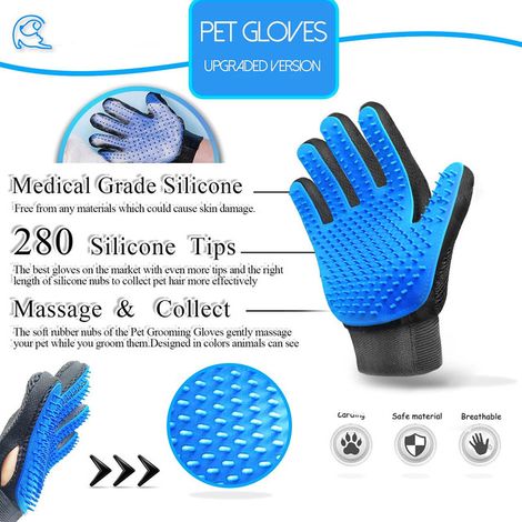 Gant de brossage pour animaux, gant de toilettage massage et épilation pour chien et chat, gant dépilatoire gant de bain ajustable