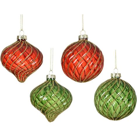 Decoris Pallina di Natale in Vetro con Glitter - 8 cm (1/2)