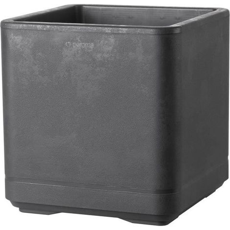 DEROMA Pot de fleurs Cube Cosmo - 38 x h39 cm - Anthracite - A réserve d'eau - Roulettes (1/6)
