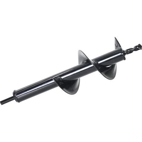 1 - Tarière sur perceuse - Accessoire de forage - Pour plantation et clôture - Acier peint - Noir - 80x300cm