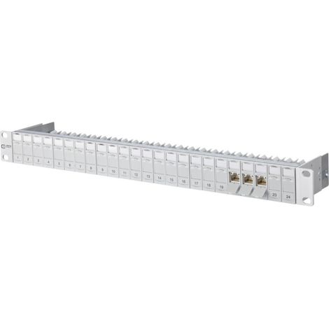 Metz Connect Patchfeld C6Amodul 24Port 1HE RAL7035 bestückt TN C6Amod-MP24-7035 (1/2)