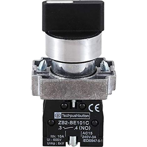 Sélecteur rotatif à 3 positions, verrouillage 22 mm, sans sélecteur Zb2-Be101C Noir (1/5)