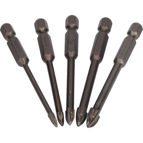 5-teiliges Set Kreuzsechskant-Bohrer, multifunktional, aus Hartmetall, zum Öffnen von Betonlöchern für Keramik und Granit (1/5)