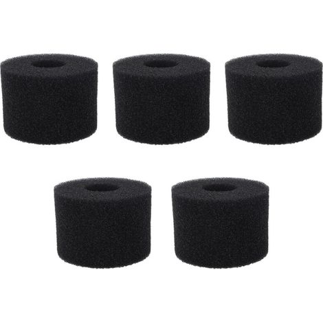 Black PU Pool Filter Sponge, 5 Pieces, Reusable and Washable Cylindrical Simulation Foam for Pump S (1/5)