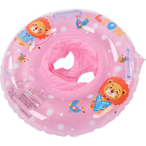 Schwimmring für Kinder, wasserdicht, mit Doppelgriff, leicht zu greifen, Babyschwimmsitz, Schwimmhilfe für Badewanne, Schwimmbad, Löwenmotiv, rosa (1/5)