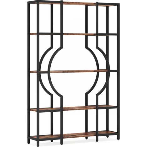 Étagère 5 niveaux en métal noir et MDF effet bois, style vintage (1/5)
