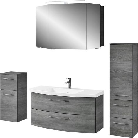 Badmöbel Set mit 101cm Waschtisch CERVIA-66 in graphit Struktur, B/H/T: 187/200/50,5 cm (1/5)