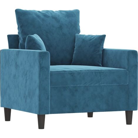 Fauteuil de Salon,Chaise,Fauteuil Bleu 60 cm Velours CFW982217 (1/5)