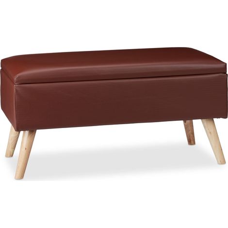 Panca portaoggetti moderna seduta comoda 40 x 80 x 39,5 cm in ecopelle marrone 130005516