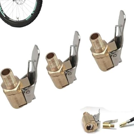 Lot de 3 mandrins à air en laiton à visser sur le mandrin à air, adaptateur de gonflage de pneu à libération rapide, pince de gonflage de pneus de voiture, adaptateur d'extension de valve de pneu pour (1/5)