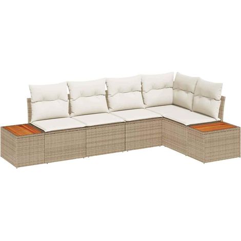 Garden Sofa Set 5 pcs Beige and cream 264 x 154 x 85 cm vidaXL