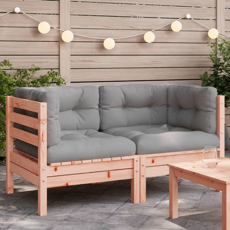 Canapé d'angle de jardin avec coussins-Salon de jardin Sofa extérieur 2 pcs bois massif douglas 587871 (1/5)
