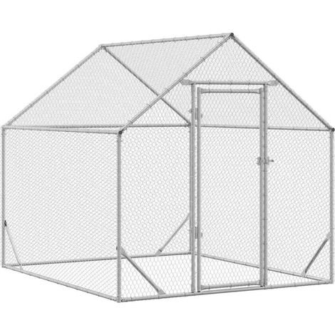 Jaula para pollos Plateado 200 x 170 x 177 cm Acero Galvanizado vidaXL