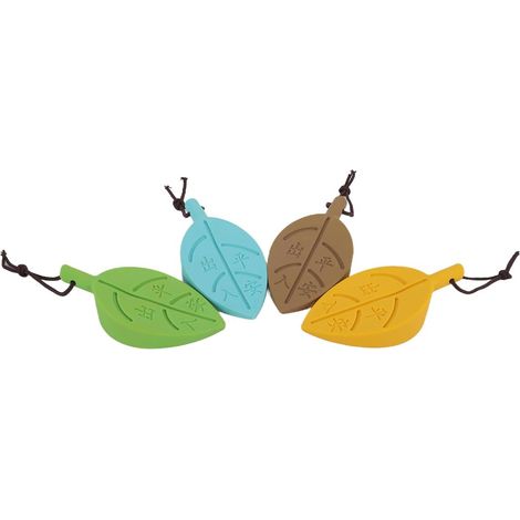Cale de porte en caoutchouc, lot de 4, butée de porte en forme de feuille, cale antidérapante en caoutchouc, protection de fenêtre amusante (bleu/vert/jaune/marron) (1/5)