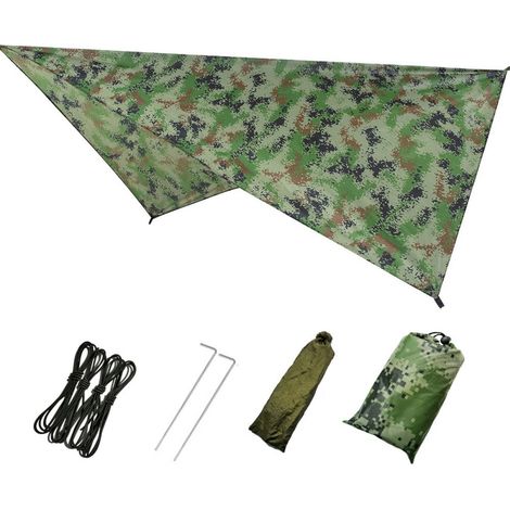 1 Voile d'ombrage, Polyester 210T, Haute densité, Protection UV, Œillets renforcés, Camping Jardin Pêche (1/5)