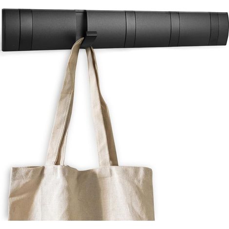 Perchero de pared con 5 ganchos retráctiles, de aluminio, ganchos de pared metálicos plegables, perchero de pared para colgar abrigos, bufandas, bolsos y otros artículos, para cocina, sala de estar (n (1/5)