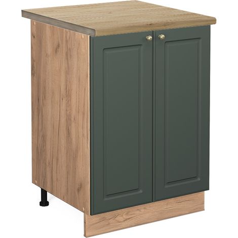 Mobiletto base cucina Fame-Line, Verde-oro rustico, 60 cm , PL Rovere, Vicco