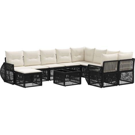 Conjunto de sofás de jardín 11 uds. Negro ratán sintético vidaXL (1/5)