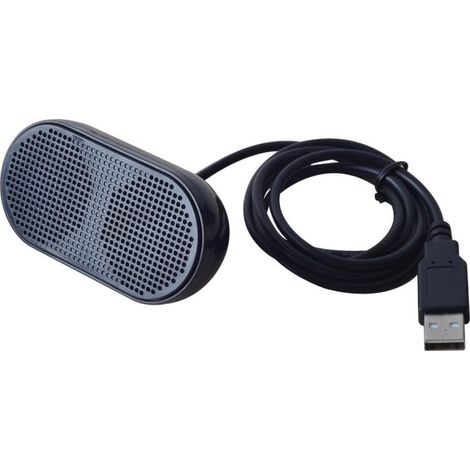 Altavoz mini USB para portátil, altavoz estéreo multimedia autoamplificado (negro) (1/4)