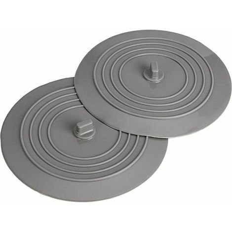 Lot de 2 Bouchons de vidange universels en caoutchouc siliconé, 15 cm, pour évier de cuisine, lavabo de salle de bain(gris) (1/5)