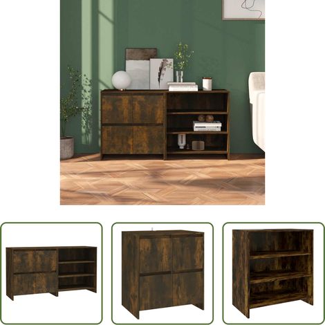 Armoire - Buffets 2 pcs Chêne fumé Bois d'ingénierie (1/5)