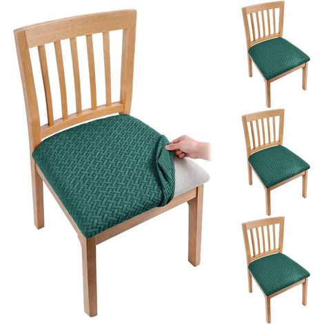 Fundas elásticas para sillas (paquete de 4), Color liso, cocinas, fiestas y hoteles, Dimensiones: Largo 38-48 cm, Ancho 38-48 cm, Alto 7-10 cm (1/5)