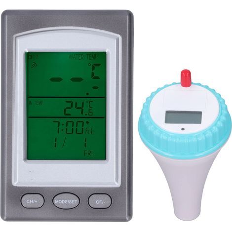 Termómetro digital para agua, termómetro inalámbrico para piscinas con anillo impermeable para jacuzzis, kits de prueba de agua para bañeras y spas. (1/5)
