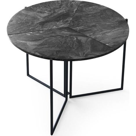 BigBuy Mesa redonda plegable Origami negra 100 cm diámetro