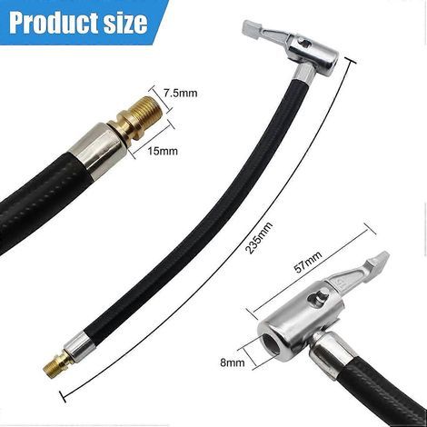 Tuyau de gonflage de voiture de 20 cm, tube d'extension pour pompe à air, tuyau de compresseur de pneus pour le gonflage des pneus de voiture (1/4)