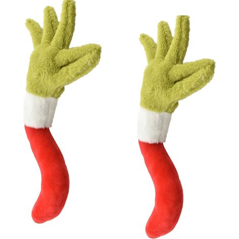 Decorazione albero di natale set 2 mani GRIN CH verde rosso h50 odio il natale (1/2)