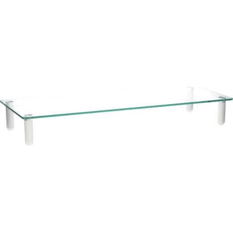 GSC – Support élévateur pour moniteur – ABS et aluminium – Transparent/Blanc – Patins antidérapants – Supporte jusqu'à 20 kg