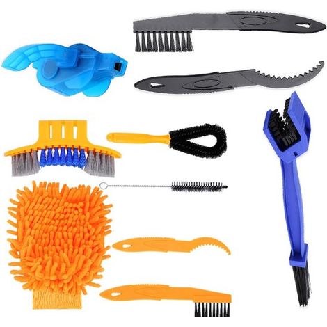 Set completo di 10 pezzi per la pulizia di biciclette, ideale per mountain bike, bici da corsa e bici da città. (1/5)