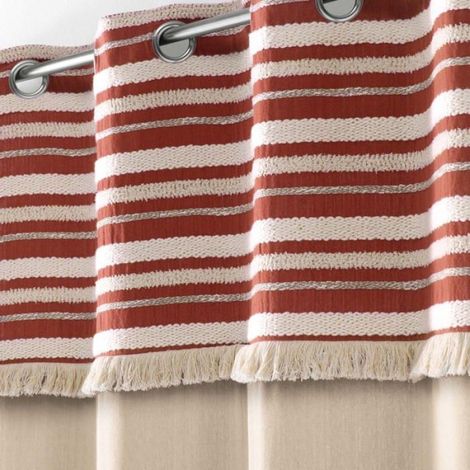 Rideau a oeillets en coton 140 x 240 cm Atlas Terracotta (1/3)
